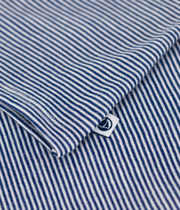 Tee-shirt manches longues ray&eacute; en laine et coton femme bleu/blanc