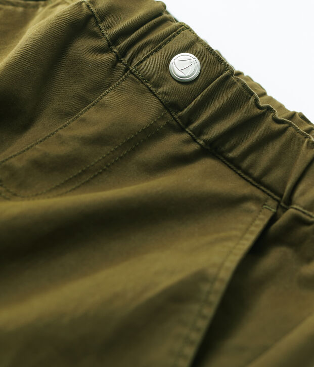 Pantalon cargo en gabardine de coton enfant fille vert