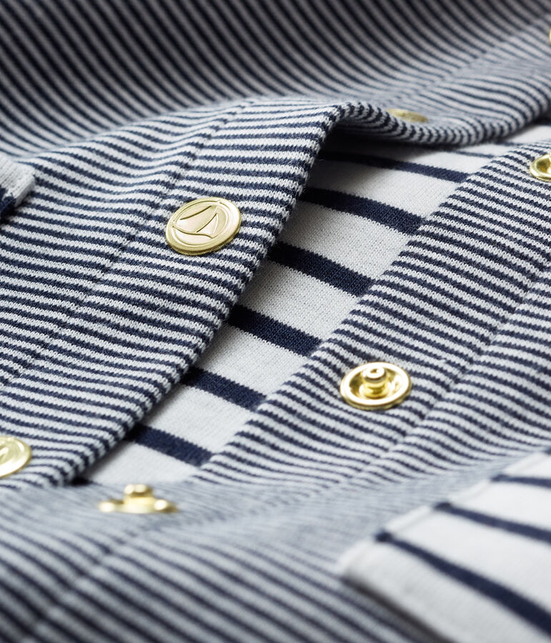 Cardigan b&eacute;b&eacute; fille en maille ray&eacute;e bleu/blanc