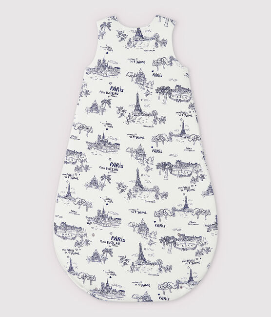 Gigoteuse toile de Jouy Paris bébé en côte blanc MARSHMALLOW/bleu MEDIEVAL