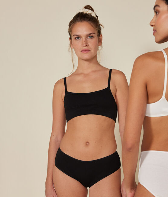 Brassière unie en coton et élasthanne femme noir BLACK