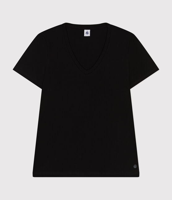 Tee-shirt LE DROIT col V en coton Femme noir BLACK