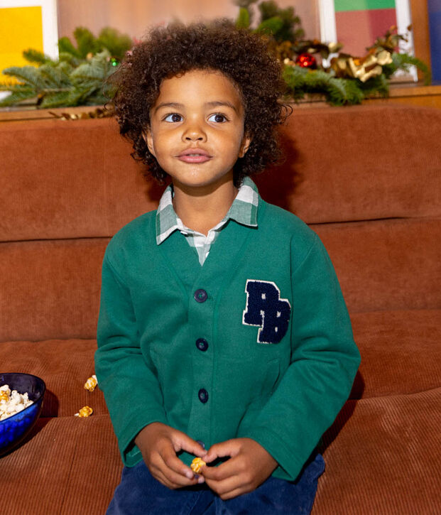 Cardigan en molleton enfant gar&ccedil;on vert