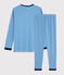 Pyjama milleraies mixte en côte bleu RUISSEAU/blanc MARSHMALLOW