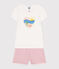 Pyjama short enfant en coton blanc MARSHMALLOW/rose CHARME