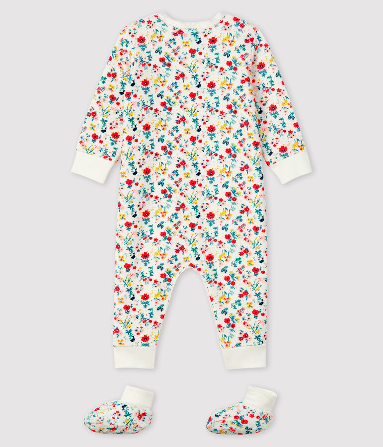 Ensemble nuit b&eacute;b&eacute; fille en bouclette &eacute;ponge blanc MARSHMALLOW/blanc MULTICO