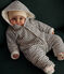 Combinaison longue ouatinée à capuche en coton bébé blanc MARSHMALLOW/bleu SMOKING