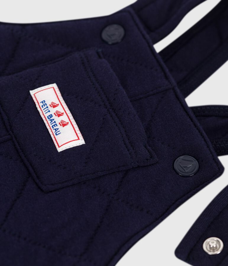 Salopette b&eacute;b&eacute; en coton &eacute;pais jambes longues, unie bleu SOIR