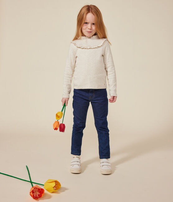 Tee-shirt manches longues en côte enfant fille beige MONTELIMAR CHINE