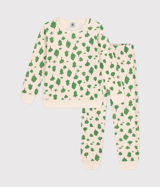 Pyjama en bouclette éponge grattée imprimée arbres enfant blanc AVALANCHE/ MULTICO