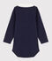 Body manches longues bébé col polo en coton bleu SMOKING