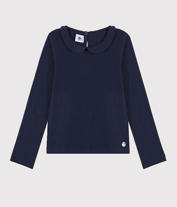 Tee-shirt manches longues en coton enfant fille bleu