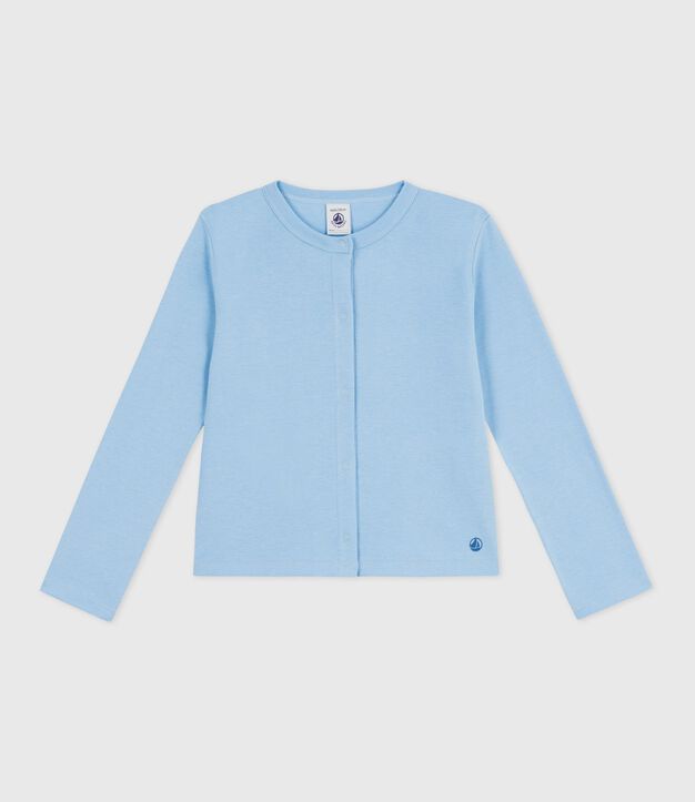 Cardigan enfant en coton uni bleu clair
