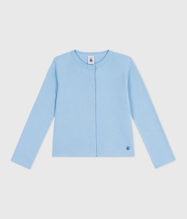 Cardigan enfant en coton uni bleu