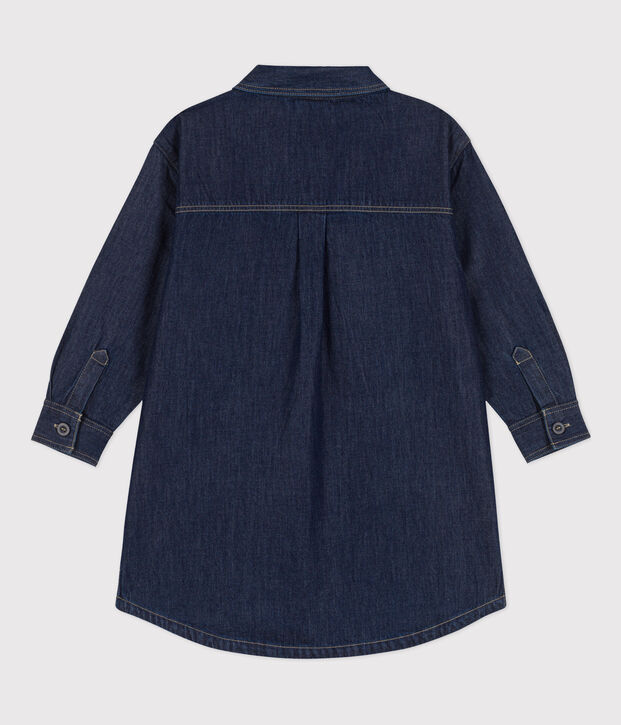 Robe manches longues en denim enfant fille bleu