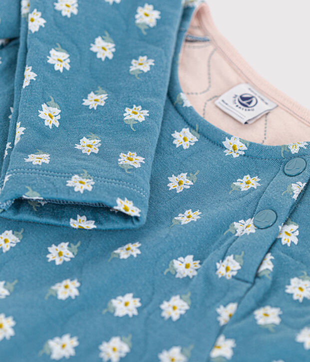 Robe fleurie manches longues en tubique enfant fille bleu/multicouleur