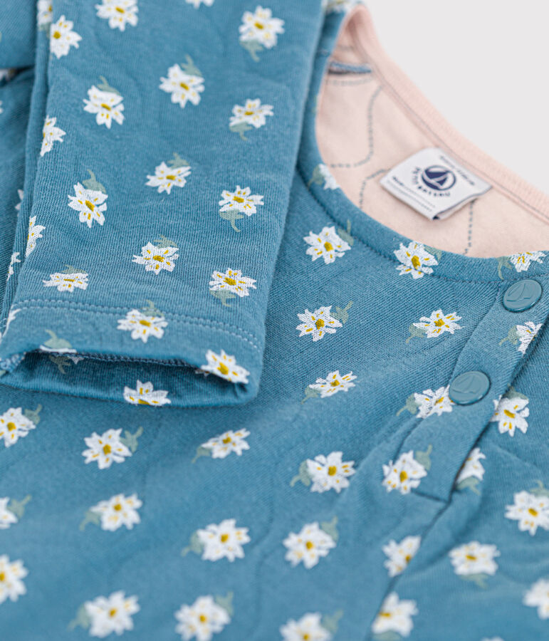 Robe fleurie manches longues en tubique enfant fille bleu/multicouleur