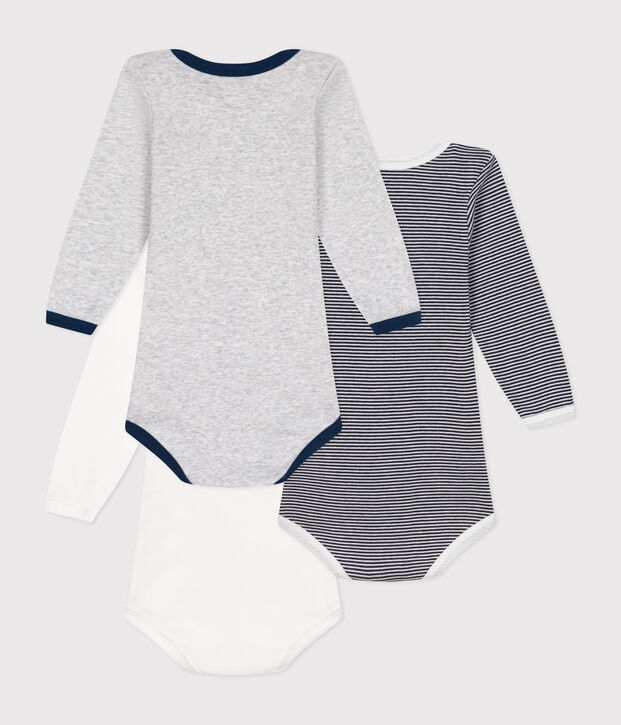 Lot de 3 bodies manches longues en coton b&eacute;b&eacute; multicouleur