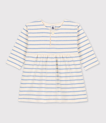Robe manches longues bébé à rayure marinière en coton