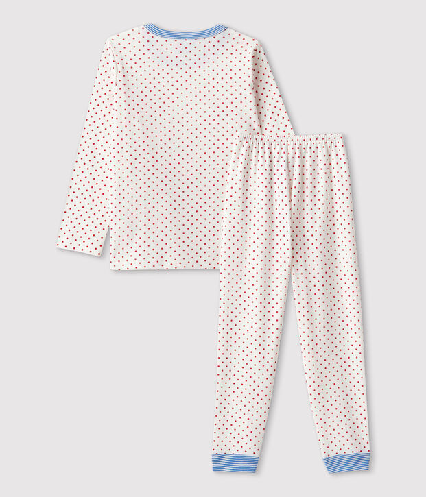 Pyjama &agrave; motifs en coton enfant blanc/rouge