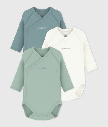 Lot de bodies croisés manches longues en coton imprimé bébé