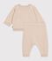 Ensemble b&eacute;b&eacute; en tricot &agrave; motif beige chin&eacute;