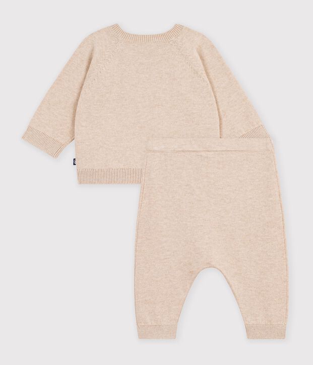 Ensemble b&eacute;b&eacute; en tricot &agrave; motif beige chin&eacute;