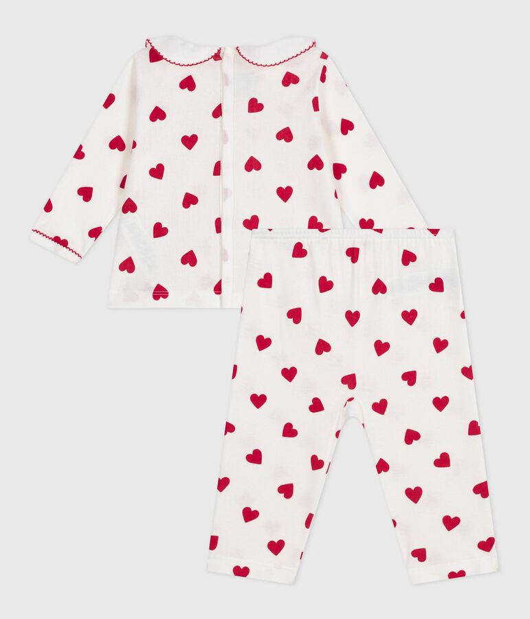 Pyjama 2 pi&egrave;ces b&eacute;b&eacute; imprim&eacute; c&oelig;urs blanc/rouge