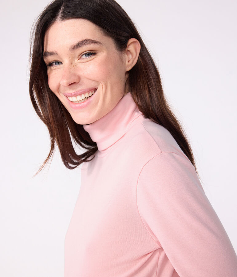 Sous-pull femme l'iconique en coton rose JOLI