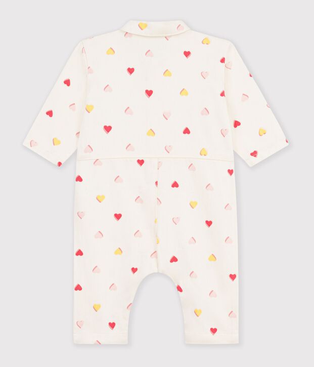 Combinaison longue b&eacute;b&eacute; en coton imprim&eacute; c&oelig;urs &eacute;cru/multicouleur