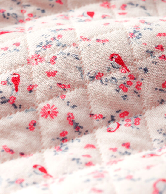 Combinaison longue bébé mixte en tubique rose FLEUR/blanc MULTICO