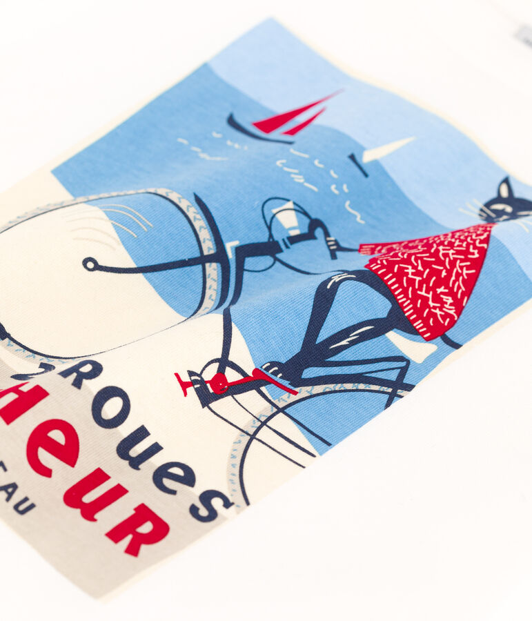 Tee-shirt manches longues en coton enfant fille blanc MARSHMALLOW