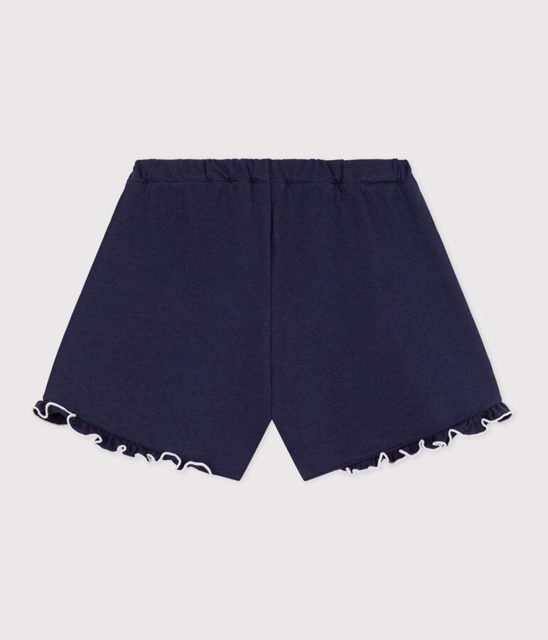 Short enfant en coton uni bleu