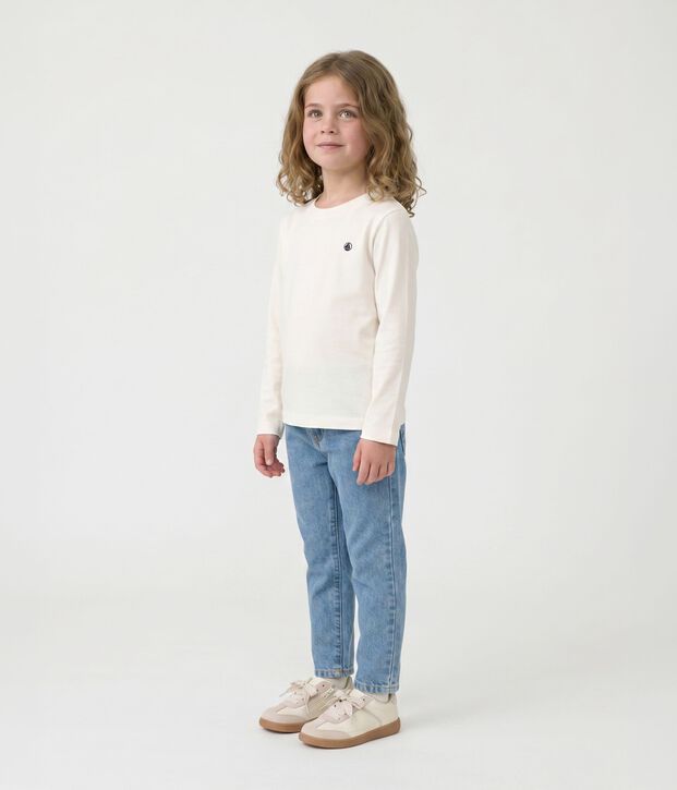 Tee-shirt manches longues en c&ocirc;te enfant fille / gar&ccedil;on blanc