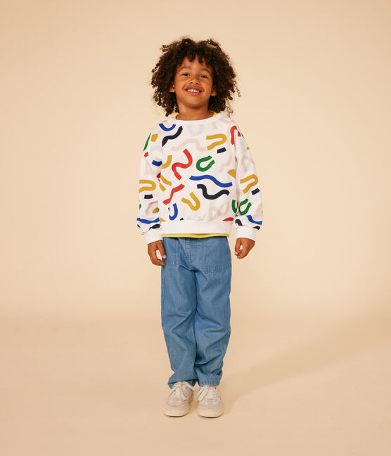 Sweatshirt imprimé en molleton léger enfant garçon blanc MARSHMALLOW/blanc MULTICO