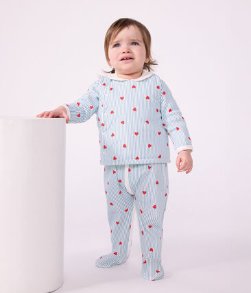 Gilet sans manche réversible bébé en coton imprimé cœurs