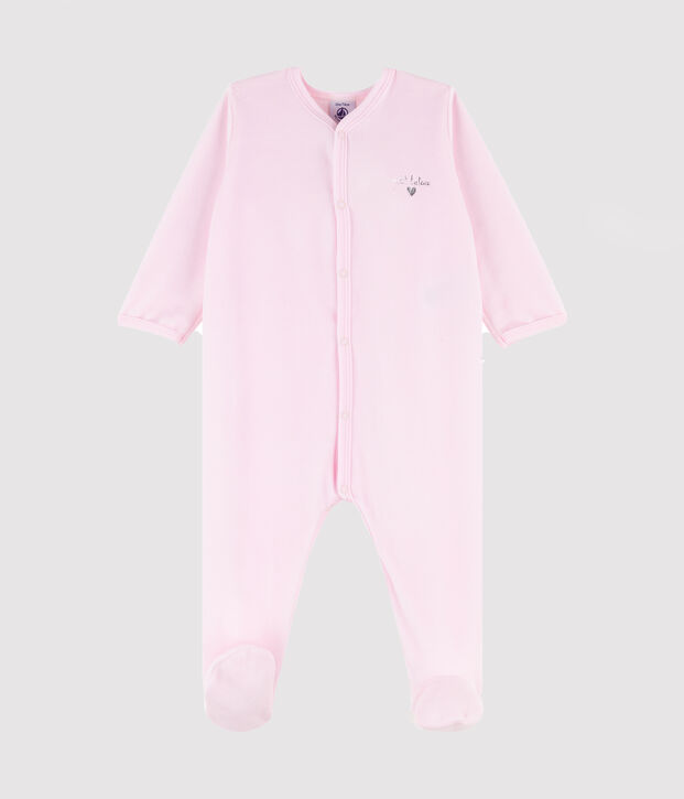 Dors-bien b&eacute;b&eacute; fille en velours rose rose