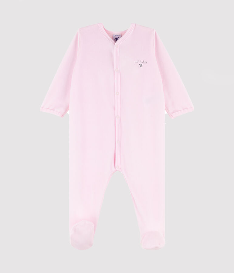 Dors-bien b&eacute;b&eacute; fille en velours rose rose