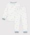 Pyjama enfant en velours imprim&eacute; blanc/bleu/multicouleur