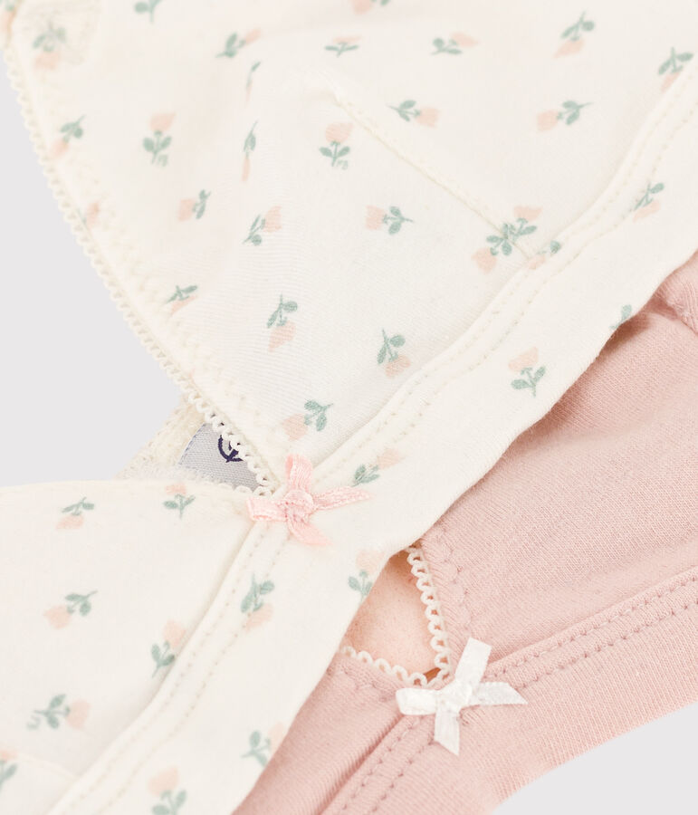 Lot de 2 soutiens gorge fleurs en coton et &eacute;lasthanne fille multicouleur