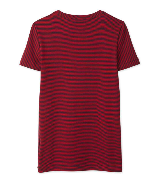 T-shirt femme rayé milleraies bleu SMOKING/rouge MARS