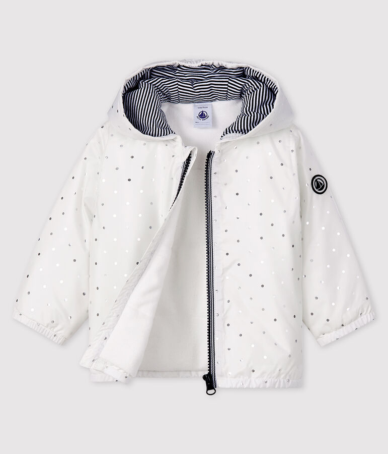 Blouson b&eacute;b&eacute; fille/gar&ccedil;on imprim&eacute; blanc MARSHMALLOW/gris ARGENT
