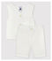 Ensemble deux pièces en popeline rayée bébé garçon blanc MARSHMALLOW/blanc MULTICO