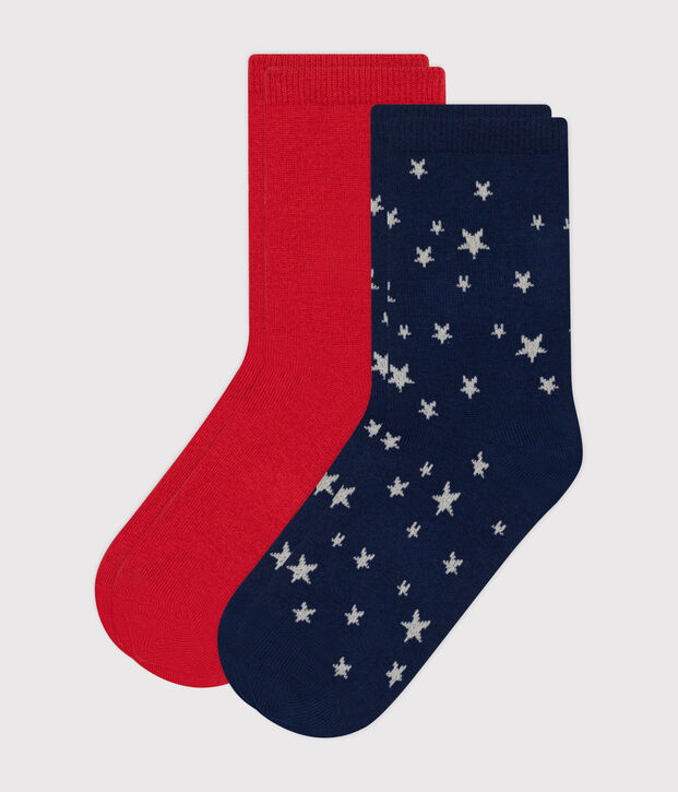 2 paires de chaussettes en coton &eacute;toiles enfant multicouleur
