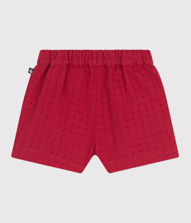 Short b&eacute;b&eacute; en popeline broderie anglaise rouge