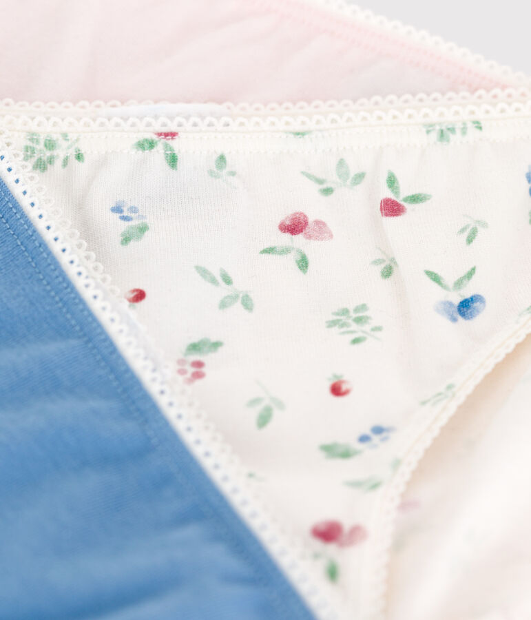 Lot de 3 culottes enfant en coton et &eacute;lasthanne imprim&eacute; fruits multicouleur