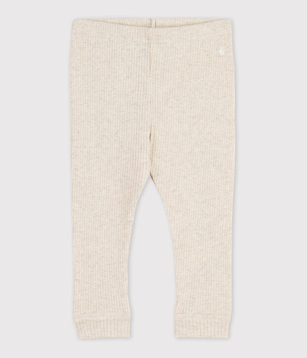 Legging b&eacute;b&eacute; en maille c&ocirc;tel&eacute;e beige chin&eacute;