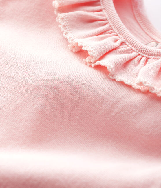 Body manches longues à collerette en coton bébé rose MINOIS