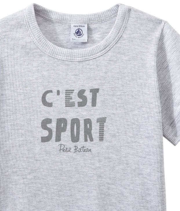 Pyjacourt gar&ccedil;on bi-mati&egrave;re gris/blanc