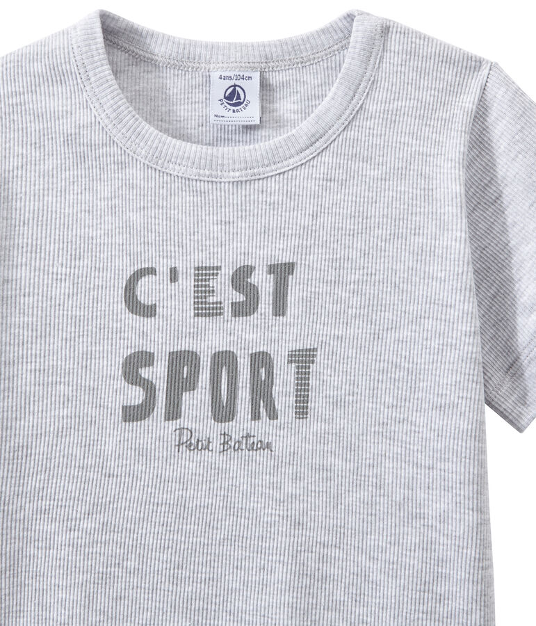 Pyjacourt gar&ccedil;on bi-mati&egrave;re gris POUSSIERE/blanc LAIT